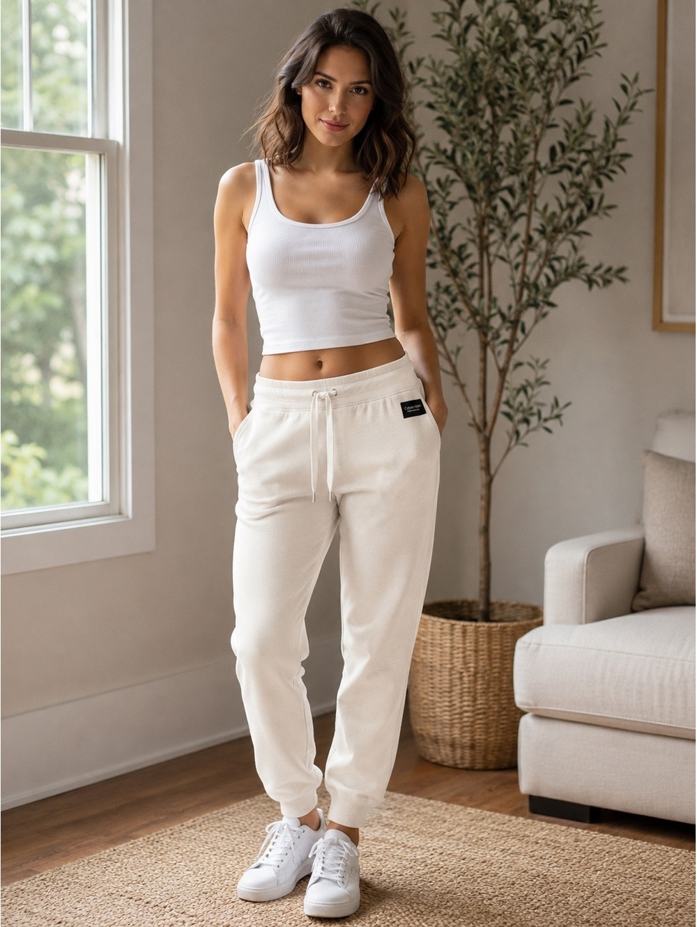 Calvin Klein Performance Cream Fleece Jogger Sweatpants Size XL